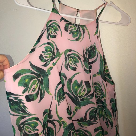 EVERLY Isolde Dress Pink Green Floral Halter Stitch Fix Medium - Picture 4 of 5